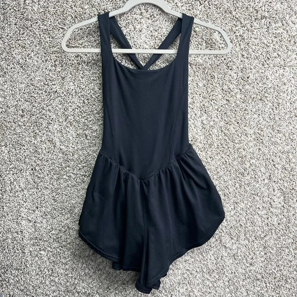 FP Movement by Free People Romper Womens XS Black Eternal Sunshine Athletic Tank